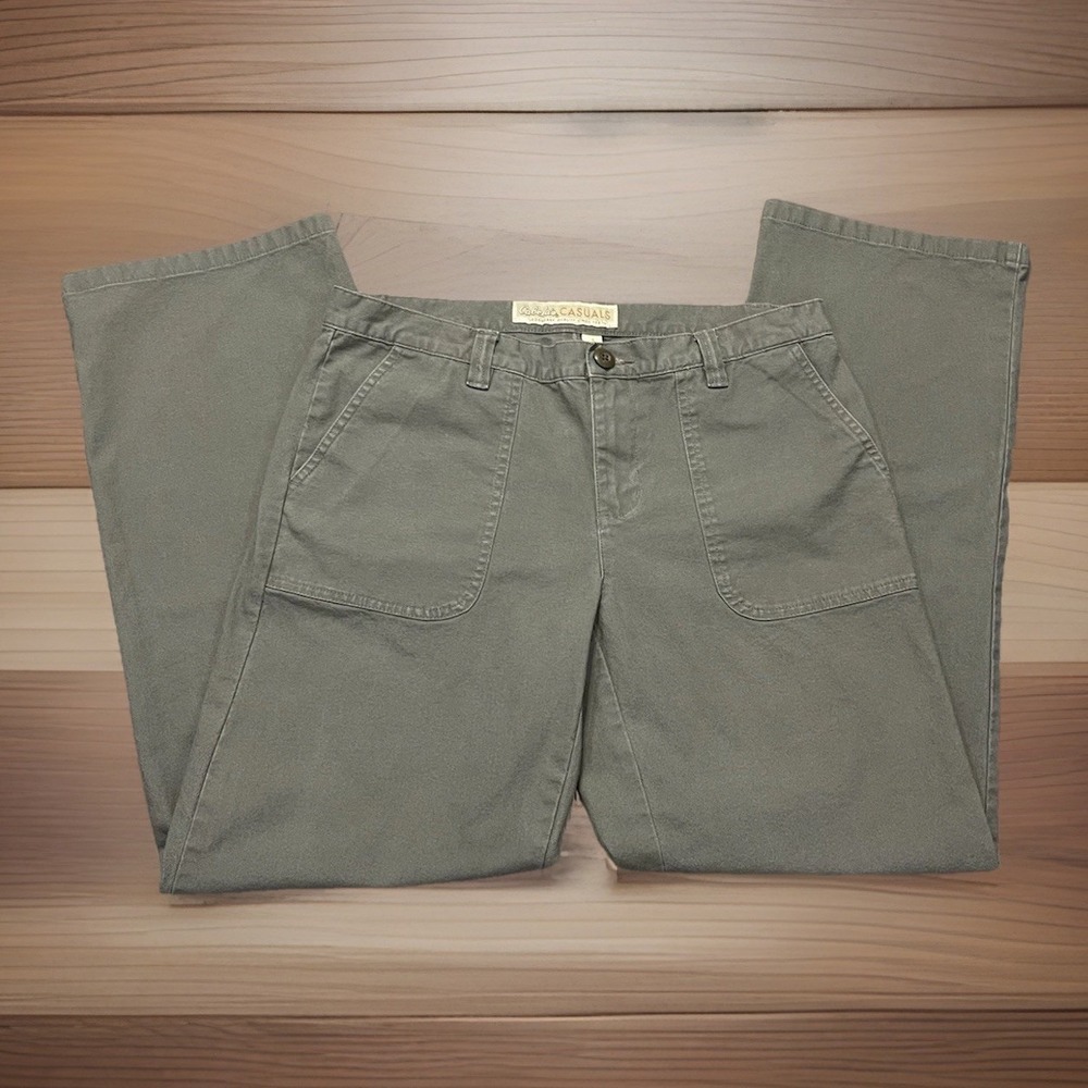 Cabelas Chino‎ Pants Women Sz-8 Regular Olive Green Cotton Casual 5 Pocket